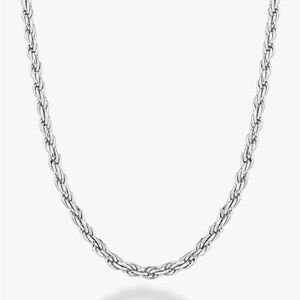 Italian Solid 925 Sterling Silver 2mm Diamond Cut Braided Rope Chain Necklace